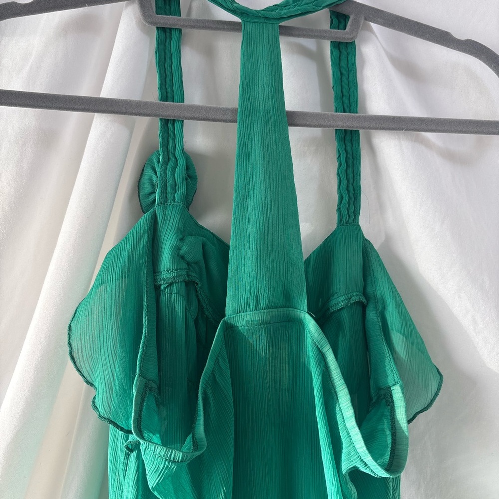 Y2K Emerald Green Ruffle Top - Picture 6 of 7